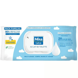 Mixa Bébé Lingettes au Lait de Toilette - 4 * 80 Lingettes