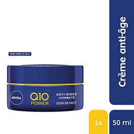 NIVEA Q10 Power Soin de Nuit Anti-Rides +Fermeté (1x50ml), crème anti-âge enrichie en Q10 & 10X plus de créatine, crème hydratante, soin visage femme régénérant - Nature Linking