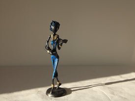 Sculpture artisanal en bronze Femme qui lit avec son Enfant - Hauteur 24CM