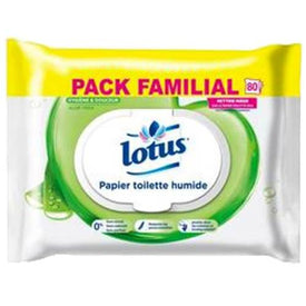 Lotus Papier Toilette Humide Aloé Véra 80 Lingettes - lot de 4